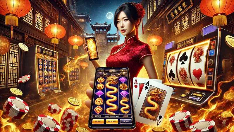 ภาพเกมสล็อตแสดงสัญลักษณ์สีทองบนรีลและเอฟเฟกต์รอบโบนัส